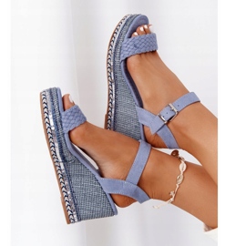 PG1 Sandale na klin s plavim šljokicama Scilla plava 1