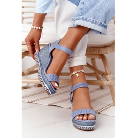 PG1 Sandale na klin s plavim šljokicama Scilla plava 2