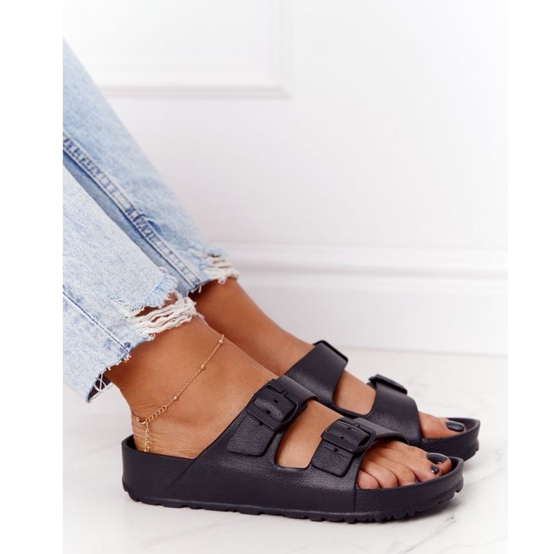 NEWS Ženske crne stacy gumene papuče crna 1