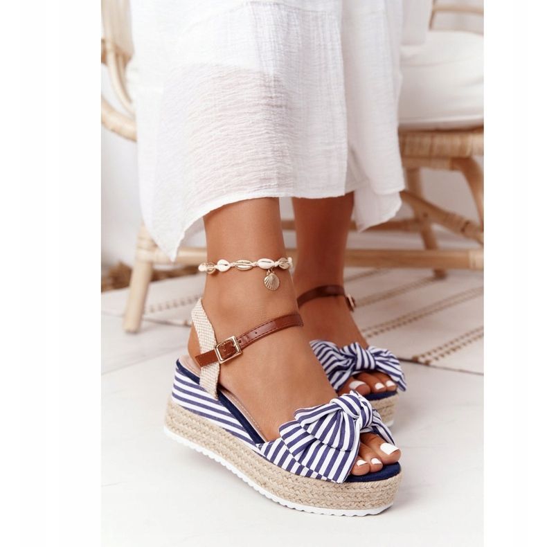 PG1 Tamnoplave sandale na klin La Isla Bonita bijela plava višebojan 2