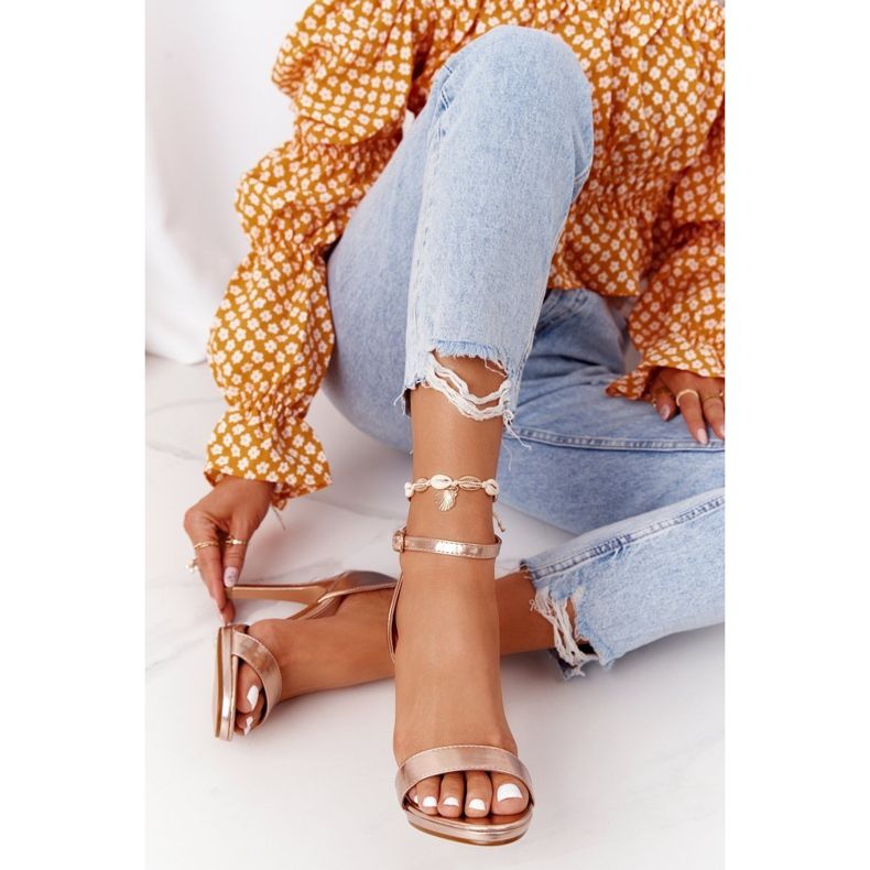 PG1 Elegantne sandale na glamuri od ružičastog zlata s visokim potpeticama ružičasta zlatna 1