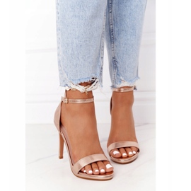PG1 Elegantne sandale na glamuri od ružičastog zlata s visokim potpeticama ružičasta zlatni 2