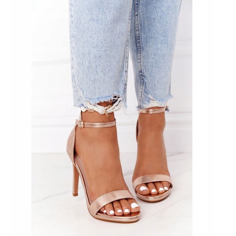 PG1 Elegantne sandale na glamuri od ružičastog zlata s visokim potpeticama ružičasta zlatni 2