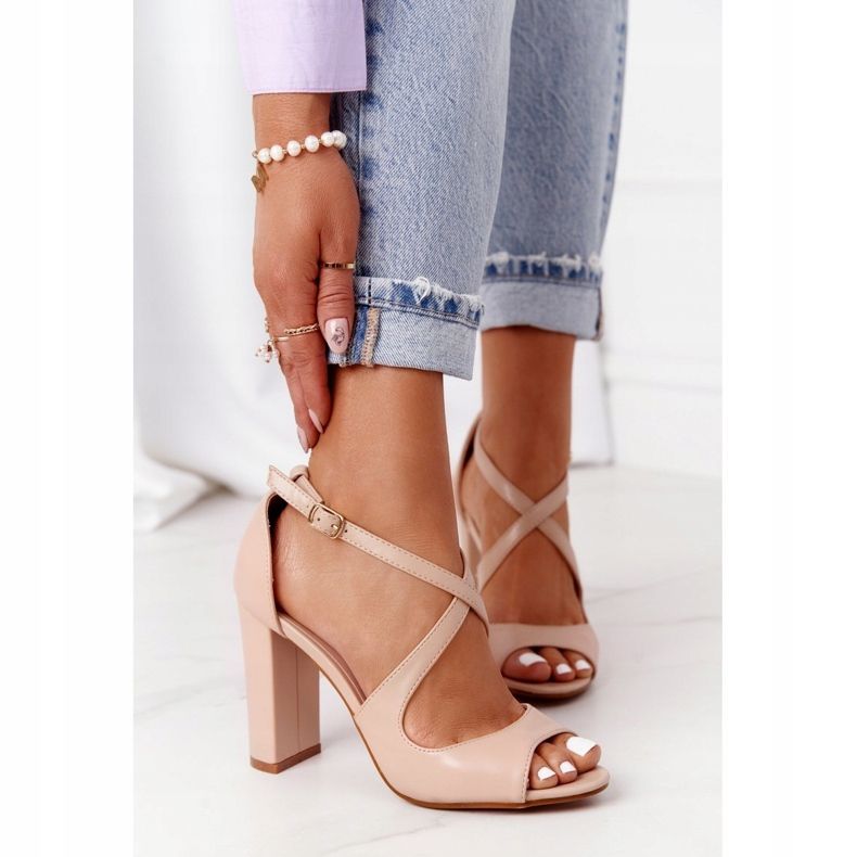 PG1 Elegantne gole Jemma sandale na šanku bež ružičasta 2