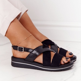 Sandale od antilopa Sergio Leone SK039 Crna i srebrna 1