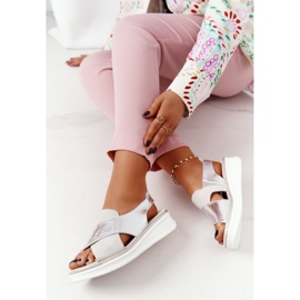 Klizne sandale na platformi Sergio Leone SK029 bijelo-srebrna bijela srebro 1