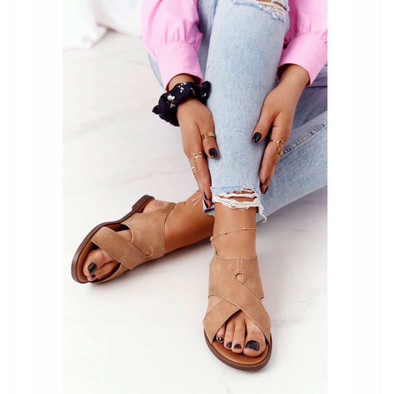 Sandale od antilopa Sergio Leone SK060 Bež 1