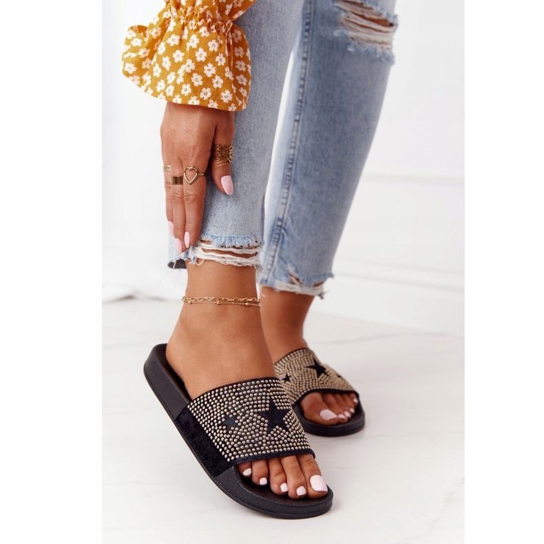 EVE Crne gumene papuče Edie s mlaznicama crno 2