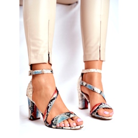 Ženske sandale na visoku petu Sergio Leone Red Snake SK870 bež raznobojna 1