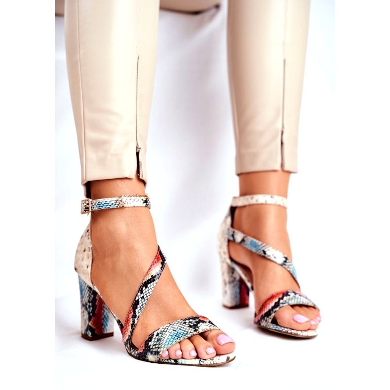 Ženske sandale na visoku petu Sergio Leone Red Snake SK870 bež raznobojna 1