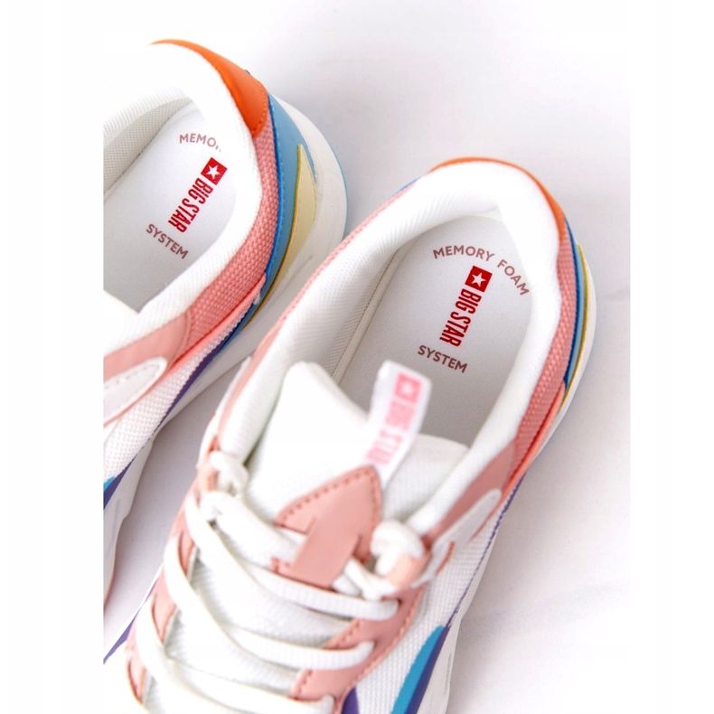 Ženske sportske cipele Memory Foam Big Star HH274809 Bijelo-ružičasta bijela ljubičasta plava žuta boja 4
