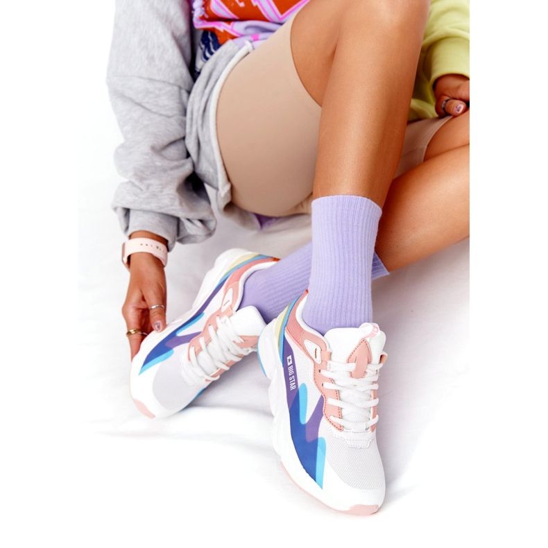 Ženske sportske cipele Memory Foam Big Star HH274809 Bijelo-ružičasta bijela ljubičasta plava žuta boja 2