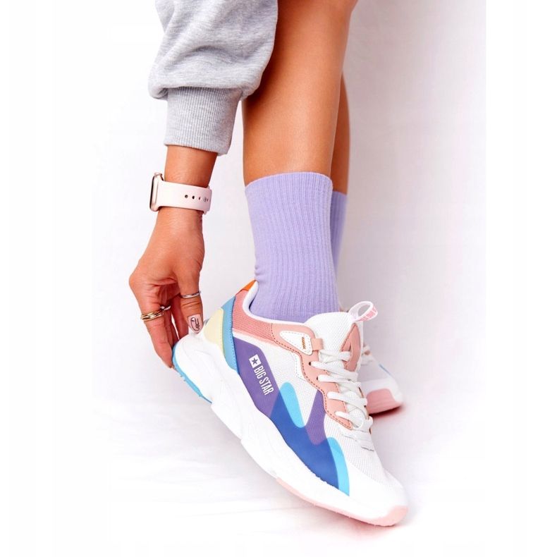 Ženske sportske cipele Memory Foam Big Star HH274809 Bijelo-ružičasta bijela ljubičasta plava žuta boja 1