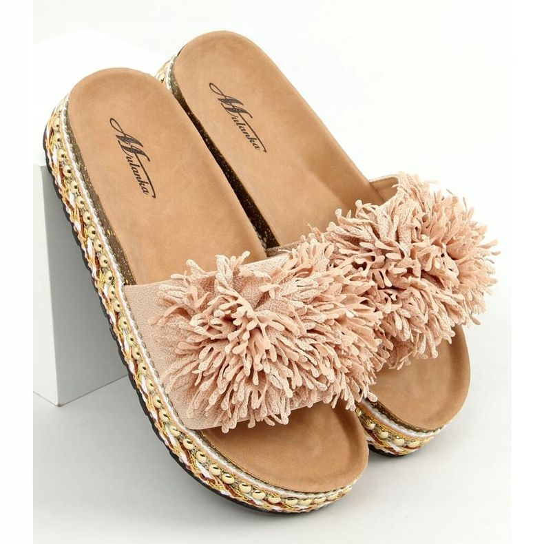 Bež 2260 Bež papuče na ukrašenom potplatu 1