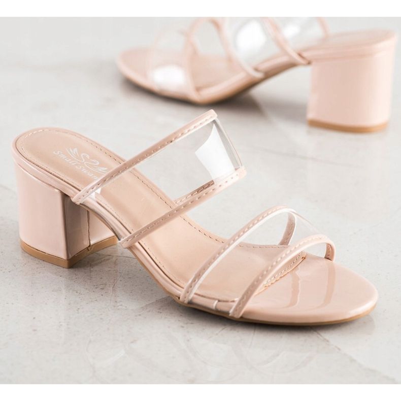 Small Swan Papuče s prozirnim trakama bež 1