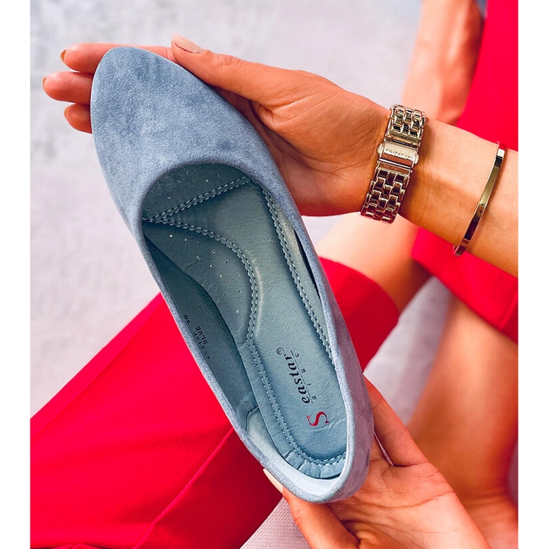 Plave CC212P Plave glatke balerinke od antilopa plava 2