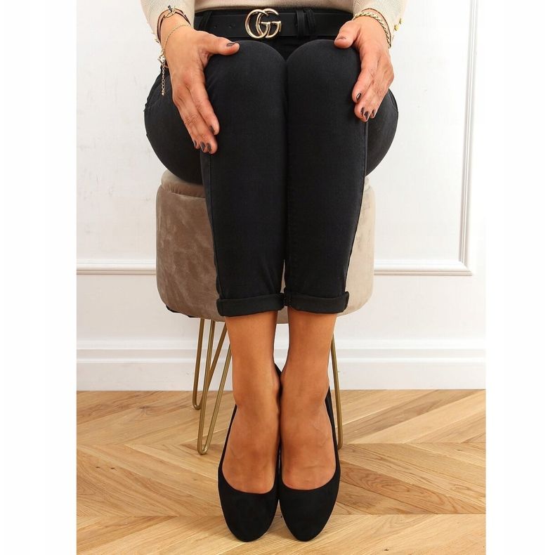 Crne CC212P Crne glatke balerinke od antilopa crno 1