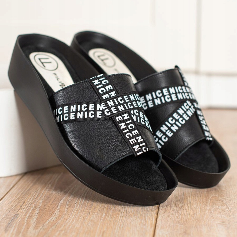 Filippo Kožne modne papuče crno 1