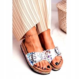 Ženske papuče Big Star metalik uzorak DD274127 bijela ljubičasta srebro zelena 3