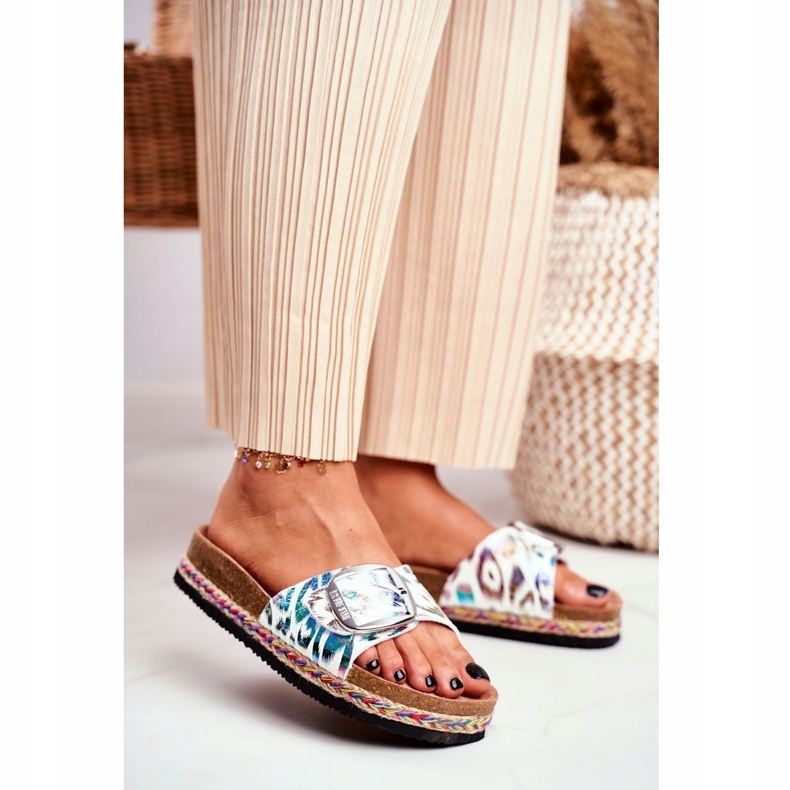 Ženske papuče Big Star metalik uzorak DD274127 bijela ljubičasta srebro zelena 1