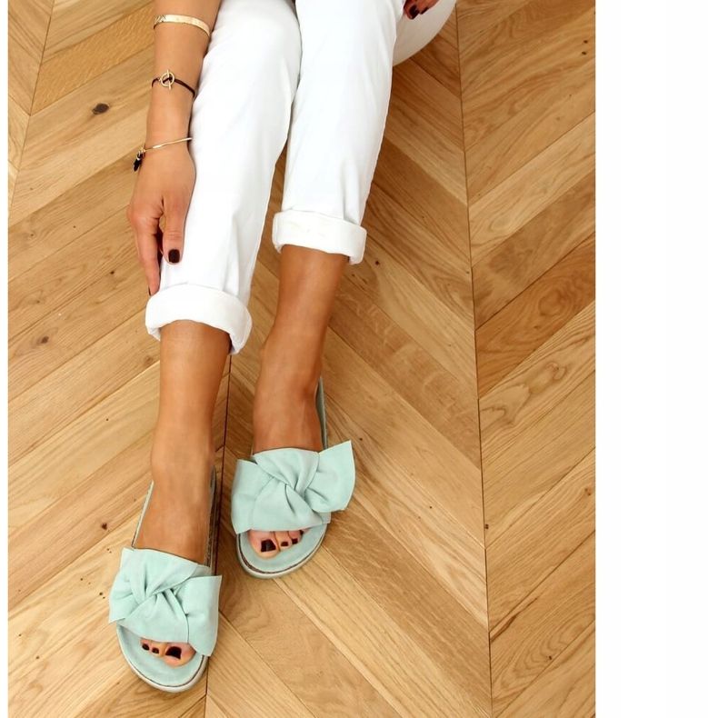 Mint 8228 Zelene papuče na visokom potplatu zelena 1