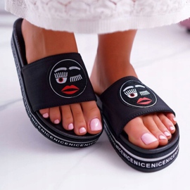 Ženske papuče na platformi S.Barski 802-10 Crne crna 2