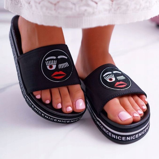 Ženske papuče na platformi S.Barski 802-10 Crne crna 2