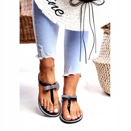 LU BOO Ženske gumene papuče Crni japanke Rhinestones Lou crno 2