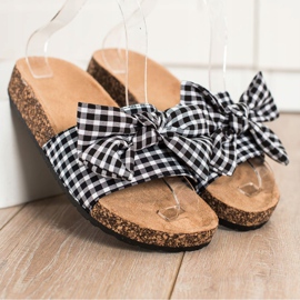 SHELOVET Modne papuče u kariranom stanju bijela crna 2