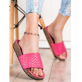 SHELOVET Modne pletene papuče ružičasta 2