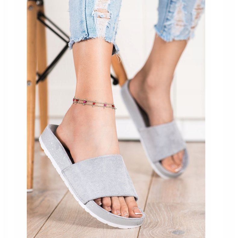 SHELOVET Modne papuče od antilopa siva 2