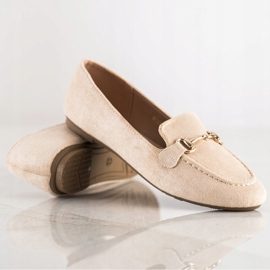 VINCEZA Glitter mokasine bež 1