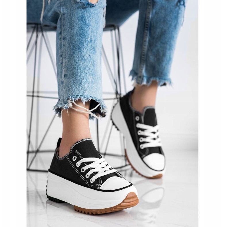 SHELOVET Tenisice na visokoj platformi crna 1