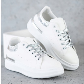 SHELOVET Tenisice sa sjajnom vezicom bijela 2