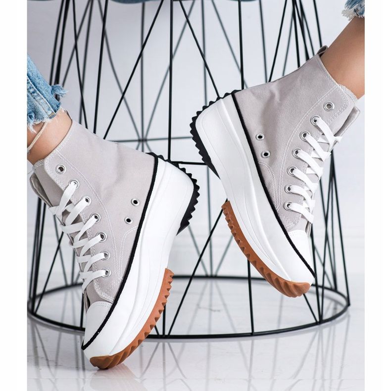 SHELOVET Visoke tenisice na platformi siva 2