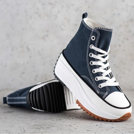 SHELOVET Visoke tenisice na platformi tamnoplava 1