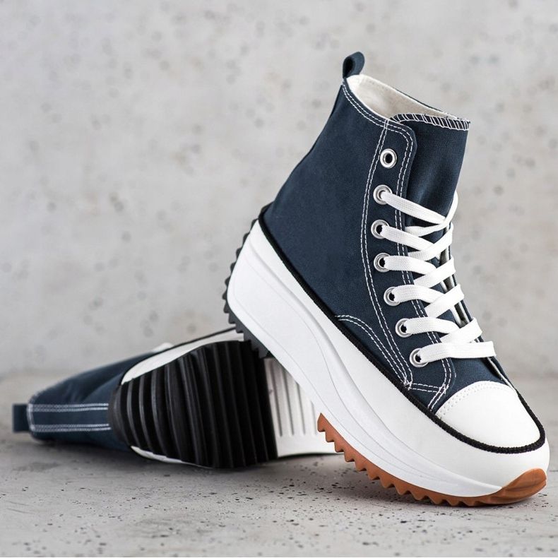 SHELOVET Visoke tenisice na platformi tamnoplava 1