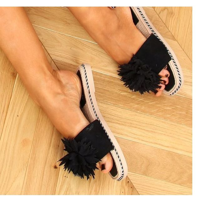 Crne japanke s cvijećem 35-218 Crne crno 2