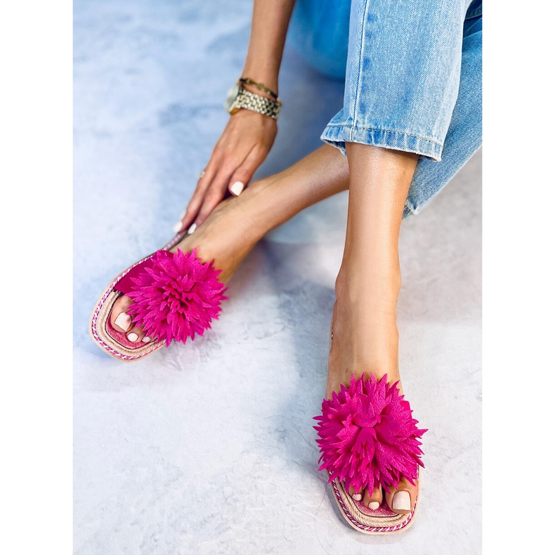 Papuče s cvjetovima fuksije 35-218 Šljiva crvena ružičasta 2