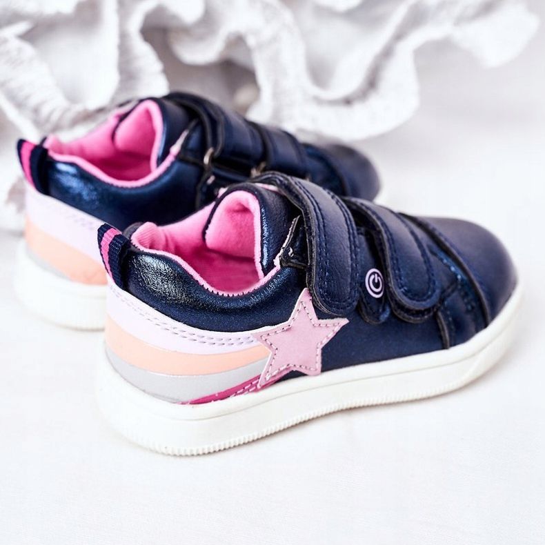 PE1 Dječje sportske cipele od eko kože s dugim tamnoplavim jasminom tamnoplava višebojan 1