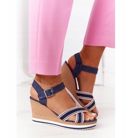 PG1 Sandale na klin Navy Blue Sea Wave mornarsko plava 2