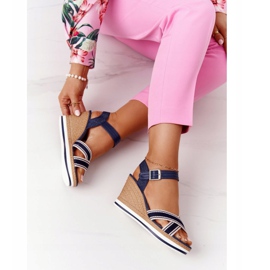 PG1 Sandale na klin Navy Blue Sea Wave mornarsko plava 1