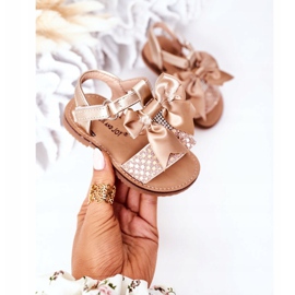 FR1 Dječje sandale s mašnom Golden Beebee zlatni 2