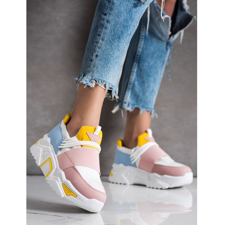 SHELOVET Šarene tenisice na platformi bijela raznobojna 2