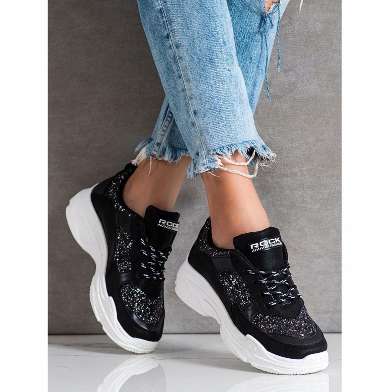 SHELOVET Crne tenisice sa sjajem crna 2