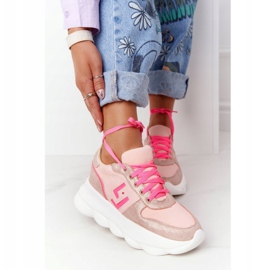 Ženske sportske cipele na platformi lu boo pink ružičasta raznobojna 2