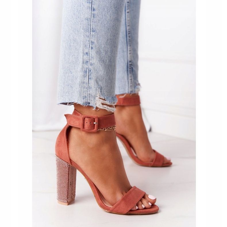 Sandale na šanku s kubnim cirkonijom Lu Boo Ceglaste crvena višebojan 2