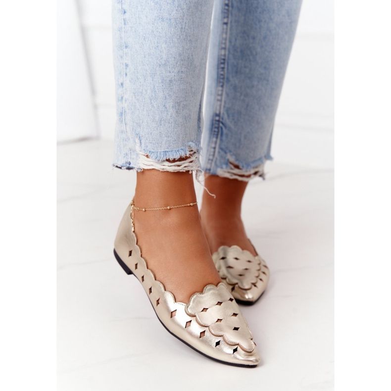 Ženske azurirane mokasine Lu Boo Golden zlatni 2