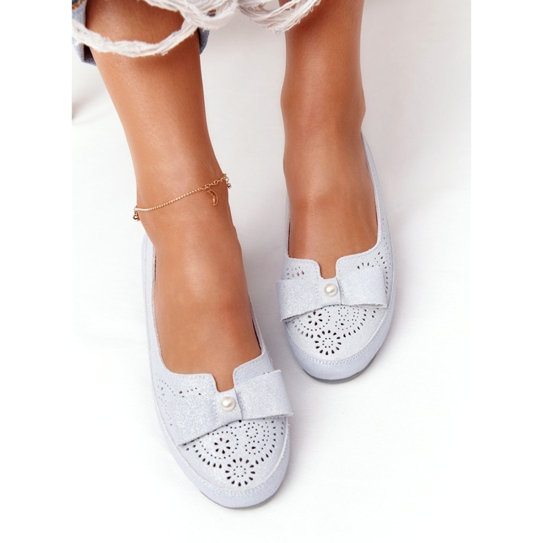 Plave balerinke ekološke kože Rio Flore plava srebro 3