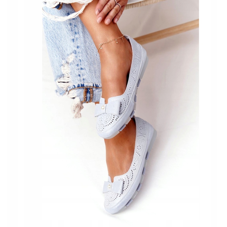 Plave balerinke ekološke kože Rio Flore plava srebro 2